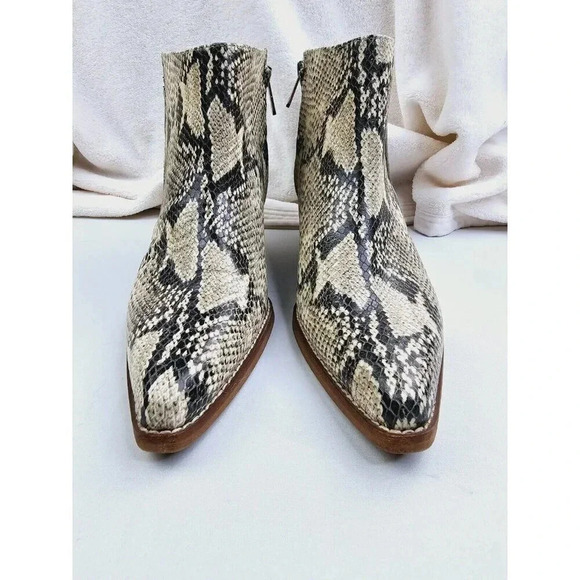 Sam Edelman Size 9.5M Womens Snake Print Leather Side Zip Block Heel Ankle Boots - Picture 13 of 16